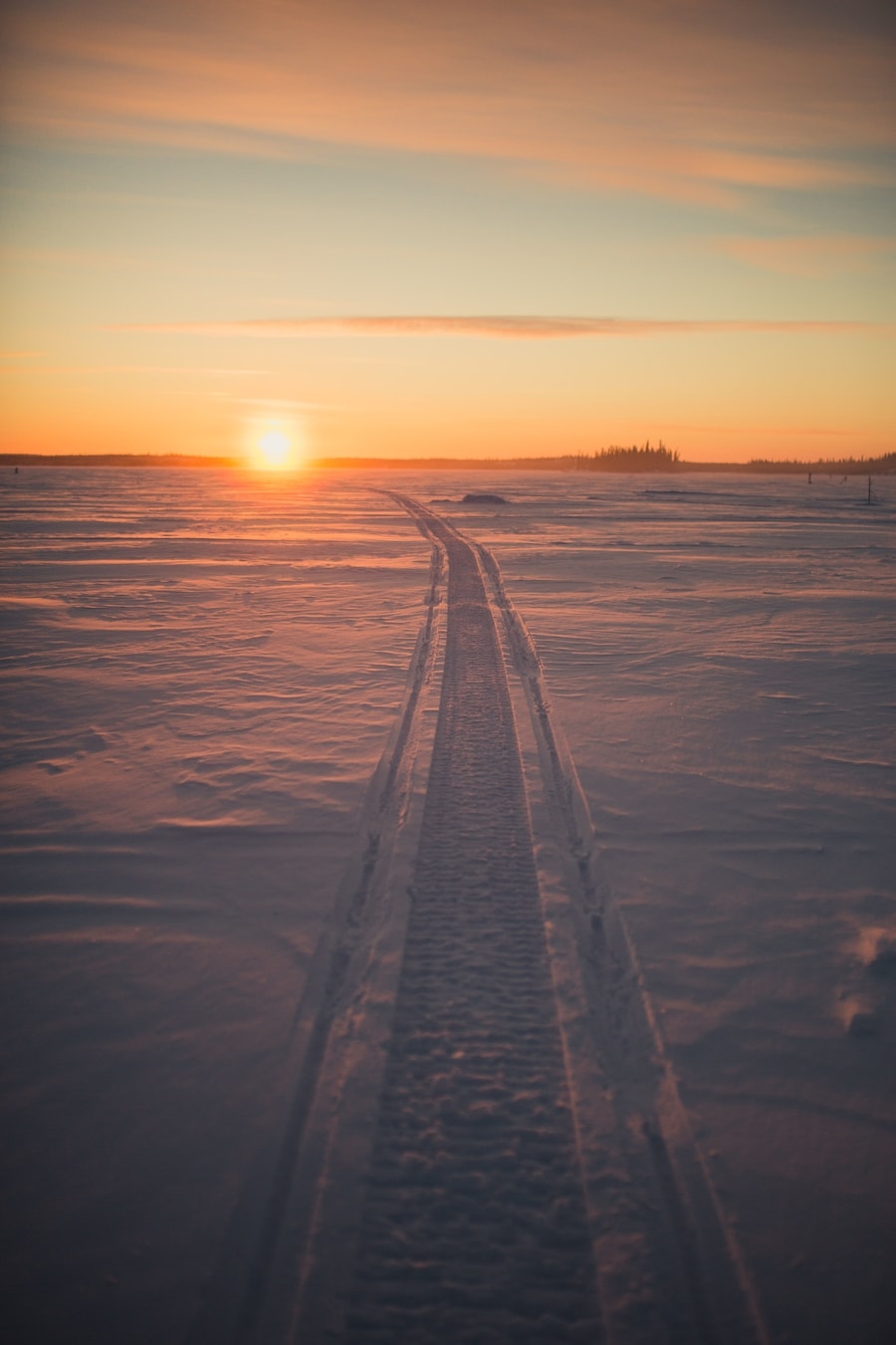 Snowmobile Track at Sunset